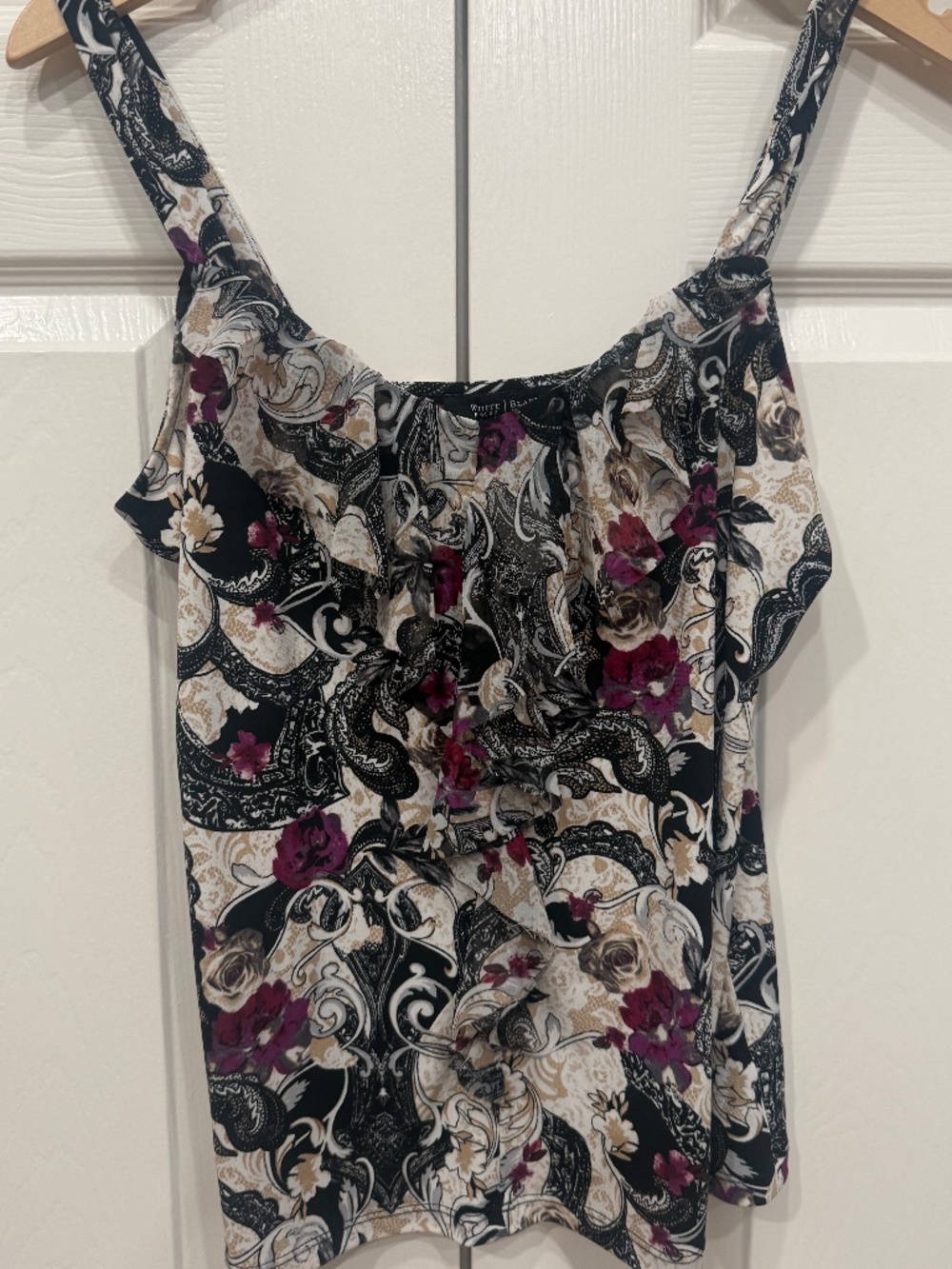 White House Black Market sleeveless ruffled camisole top paisley and floral